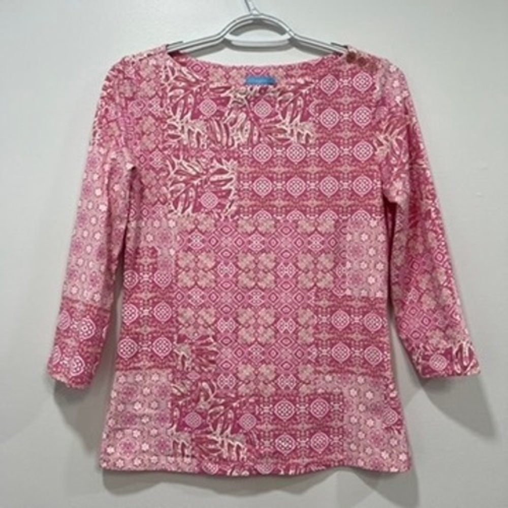 J Mclaughlin‎ Womens Wavesong Top XS NWT $168 Catalina Cloth Pink Medallion Lane